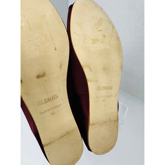 ALOHAS Burgundy Satin Odette ballet flats size 12 - Picture 5 of 11